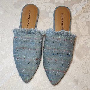 Women's Lucky Brand Bapsee Chambray Fringe Mules